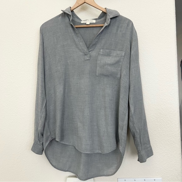 Anthropologie Cloth & Stone Gray Vneck Tonic popover Long sleeve Shirt Small - Picture 1 of 7